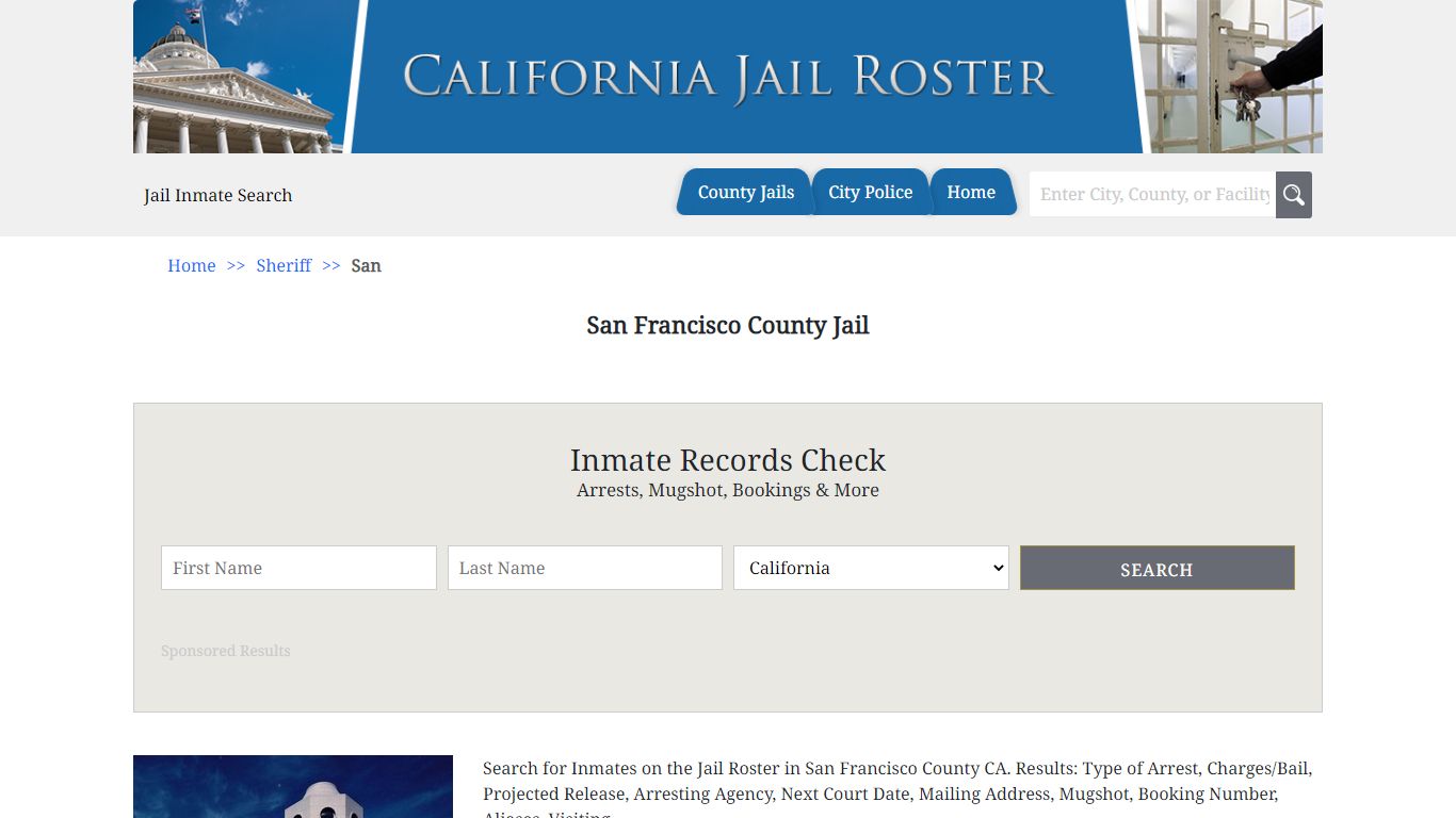San Francisco County Jail | Jail Roster Search